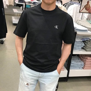 北美CK Jeans夏季男士时尚OS宽松重磅纯棉圆领短袖T恤上衣