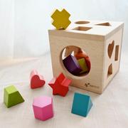 儿童几何形状配对盒子蒙氏玩具十三孔早教宝宝益智积木实木智力盒