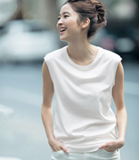 dubaijie春夏高端中长款宽松圆领，无袖t恤女上衣100支丝光纯棉背心