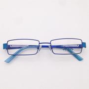 珍藏孤品外贸原单蓝色合金全框方框镂空镜腿文艺气质眼镜架男女