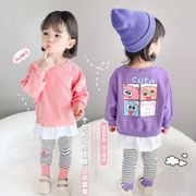 女宝宝春秋套装韩版1-3岁婴儿长袖4小童2卡通两件套5洋气女童衣服