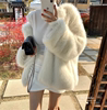 韩国网(韩国网)红洋气时尚，仿皮草狐狸毛兔毛(毛兔毛)短外套女装大衣白色毛毛上衣