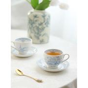 复古蓝系牡丹花下茶杯碟陶瓷英套装18830791田园风咖午啡牛奶杯碟
