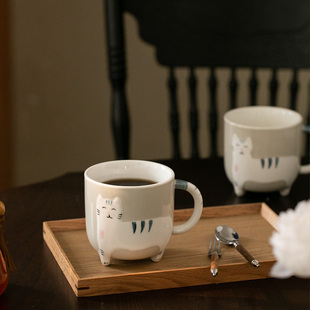 出口德国外单 手绘小猫陶瓷杯 咖啡杯 大容量水杯 饮料杯 牛奶杯