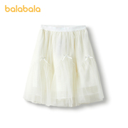 巴拉巴拉儿童白色纱裙女童半身裙，中大童童装，春装蓬蓬裙洋气百褶裙
