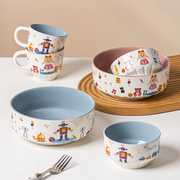 西比尔卡通陶瓷饭碗汤碗面碗可爱耐高温家用早餐杯子儿童杯餐具