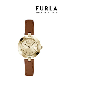 节日礼物furla芙拉手表，女士棕色表带，轻奢时尚简约石英腕表