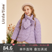 littletime女童棉服外套冬装，2023宝宝单排扣儿童，加厚保暖棉衣