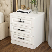 白色实木床头柜约带锁储物收纳经济型床边小柜子免安装整装