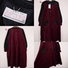 日本制国际时装 红黑色格子圆领单排扣丝绒连衣裙大摆大衣中长款