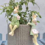 工艺品布置挂件阳台装饰摆件户外花园兔花架情侣创意花盆树脂田园