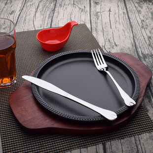 铁板牛排盘牛排铁板盘商用铁板烧，盘韩式烤肉煎锅牛排盘家用圆形