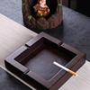 黑檀实木烟灰缸大号带盖烟灰缸创意，个性潮流中式复古客厅家用定制