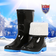 冬季加绒雨鞋女式高筒水鞋胶鞋时尚，加棉保暖雨靴，平跟套鞋防滑水靴