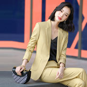 黄色西装外套女春秋韩版时尚，气质通勤女装高端小个子职业西服套装