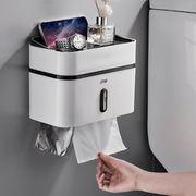 纸巾架浴室卫生间防水塑料双层吸盘壁挂式厕所擦手