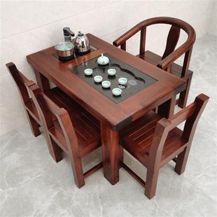 老船木小户型阳台茶桌椅，组合实木功夫茶几，家用简约小型泡茶台茶桌