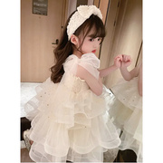 日本oemg连衣裙儿童吊带网纱裙子，小童公主蛋糕裙，女童婚纱礼服演出