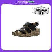 lifestridewynonna女式人造皮革，踝带厚底凉鞋，-黑色滚花美国
