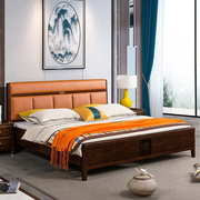 新中式1.8米实木双人床乌金檀木现代轻奢禅意主卧室软靠储物大床