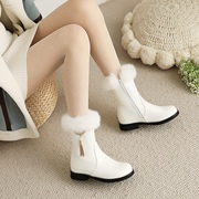 女童马丁靴2023秋冬季棉靴加绒儿童雪地靴中大童白色公主短靴