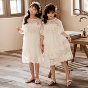 2023春夏韩版童装蕾丝，裙女童连衣裙中童装，公主裙亲子装