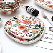 家用创意陶瓷餐具哑光釉米饭碗，汤碗菜盘子北欧艺术，沙拉碗水果盘子