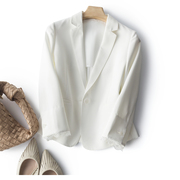 白色西装外套女2022夏季薄款时尚休闲英伦，风袖口蕾丝拼接小西服