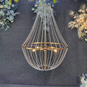 婚庆道具吊顶欧式水晶珠帘吊灯，金色铁艺婚礼路引，灯摄影装扮灯饰
