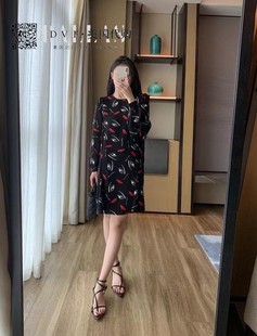 dvf2023春夏艺术人脸印花圆领绉纱甜美连衣裙onyx