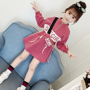 女童卫衣2023洋气，韩版女中大童卫衣秋装小女孩，中长款网红上衣