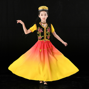 新疆舞蹈演出服六一儿童维吾族古丽古丽舞蹈服女童少数民族表演服