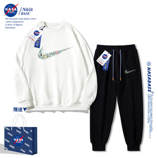 NASA联名潮牌卫衣卫裤套装男女2023炸街高级感春秋款外套裤子
