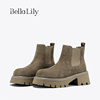 BellaLily2023冬季增高复古切尔西靴女欧美短靴牛皮瘦瘦靴子