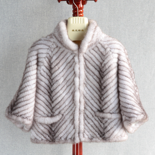 2023年韩版进口水貂外套，纯手工编织裘皮外套短款人字形水貂披肩