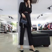 黑色收腰西装长裤韩版时尚职业套装欧洲站春季女装欧货潮