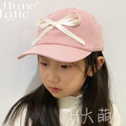韩版儿童蝴蝶结棒球帽子女，甜美可爱春夏，款遮阳防晒学生鸭舌帽粉色