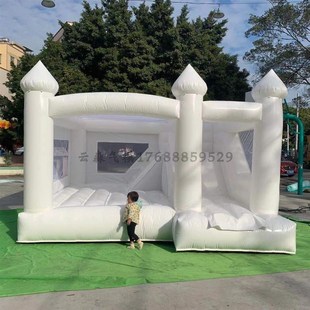 白色充气跳床婚礼蹦床城堡派对摄影道具欧美N生日家用儿童滑