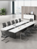 会议室长桌简约现代大小型培训桌条形桌椅子10人会议桌椅组合定制
