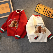 儿童红色小狗毛衣洋气2022宝宝，冬装上衣小童男童，线衣秋冬季潮
