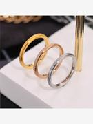 韩版热款钛钢磨砂戒指环时尚，18k玫瑰金不锈钢，情侣对戒细指环饰品