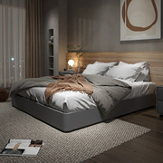 无床头床轻奢现代卧室实木箱体无靠背床小户型意式极简榻榻米皮床