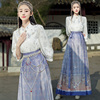 新中式马面裙改良紫色半身盘扣提花立领七分短袖衣春夏季日常女装