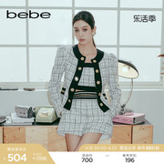 bebe夏季系列女高腰小香风格纹粗花呢短裤211502