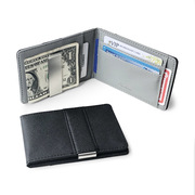 韩版十字纹短款男士美金夹不锈钢钱夹男信用卡证件包欧美男包