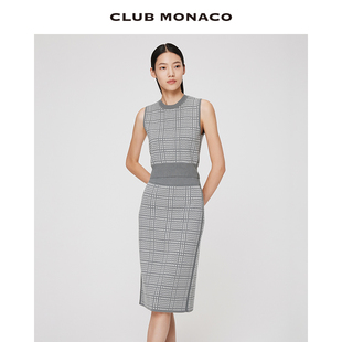 CLUB MONACO女装23秋冬摩登灰色几何印花套头马甲半身裙套装