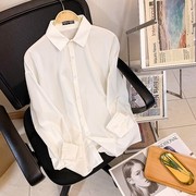 白色衬衫男日系大码宽松休闲潮流内搭纯色，衬衣2024长袖dk制服