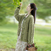 织一场梦绿色毛衣外套女秋季慵懒风宽松针织开衫短款上衣