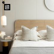 新中式样板间床品软装样板房米色侘寂风床上用品搭毯抱枕定制靠枕