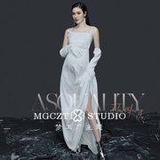 孕妇照服装白色韩风婚纱简约礼服展会影楼拍摄写真艺术照衣服